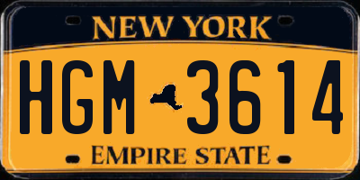 NY license plate HGM3614