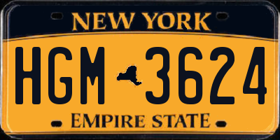 NY license plate HGM3624