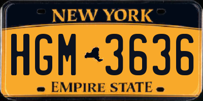 NY license plate HGM3636