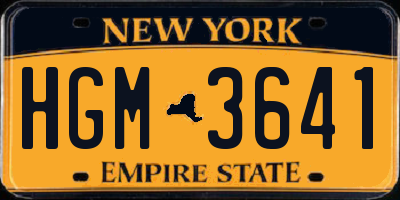 NY license plate HGM3641