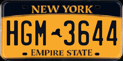 NY license plate HGM3644