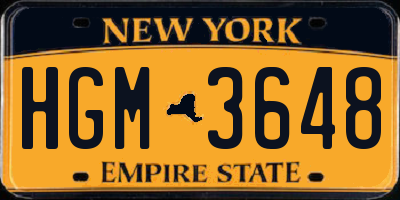 NY license plate HGM3648