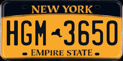 NY license plate HGM3650