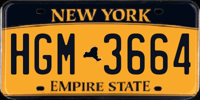 NY license plate HGM3664