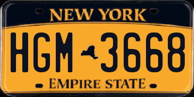 NY license plate HGM3668