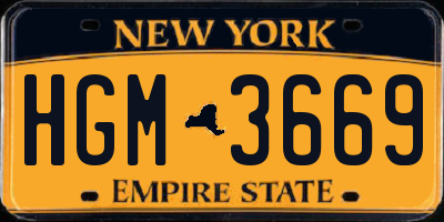 NY license plate HGM3669