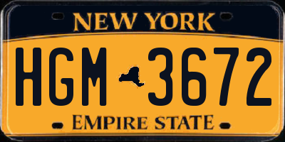 NY license plate HGM3672