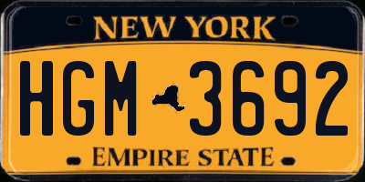 NY license plate HGM3692