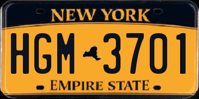 NY license plate HGM3701