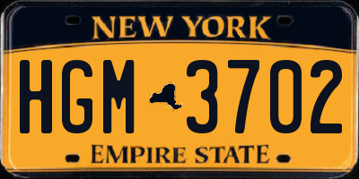 NY license plate HGM3702