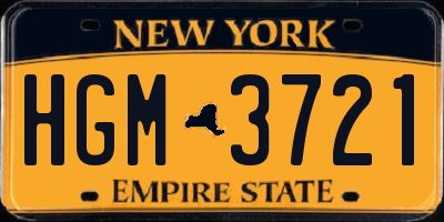 NY license plate HGM3721