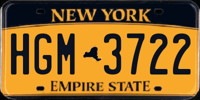 NY license plate HGM3722