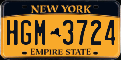 NY license plate HGM3724