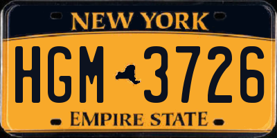 NY license plate HGM3726