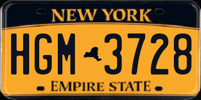 NY license plate HGM3728