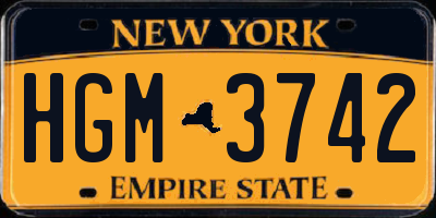 NY license plate HGM3742