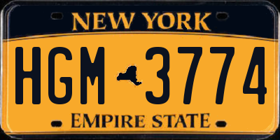 NY license plate HGM3774