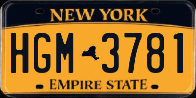 NY license plate HGM3781