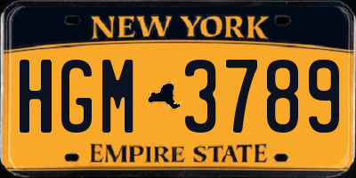 NY license plate HGM3789