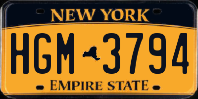 NY license plate HGM3794