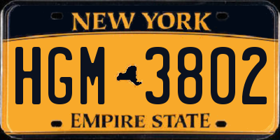 NY license plate HGM3802