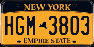 NY license plate HGM3803