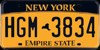 NY license plate HGM3834