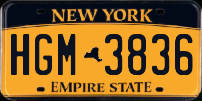 NY license plate HGM3836