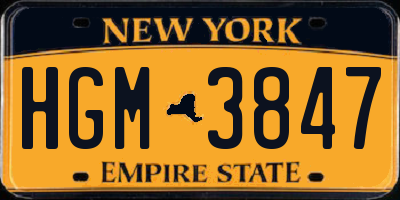 NY license plate HGM3847