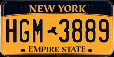 NY license plate HGM3889
