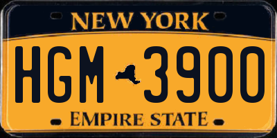 NY license plate HGM3900