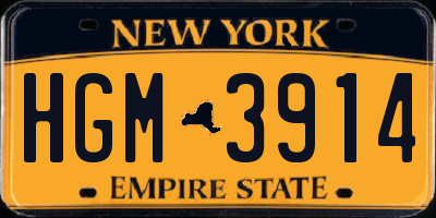 NY license plate HGM3914