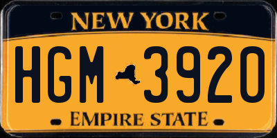 NY license plate HGM3920