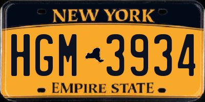 NY license plate HGM3934