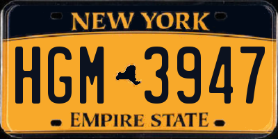 NY license plate HGM3947