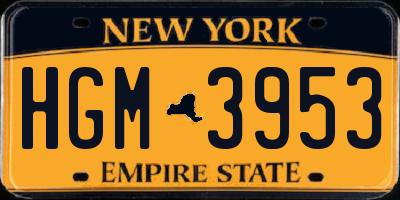 NY license plate HGM3953