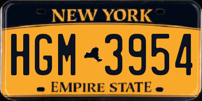 NY license plate HGM3954