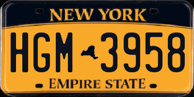 NY license plate HGM3958