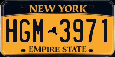 NY license plate HGM3971