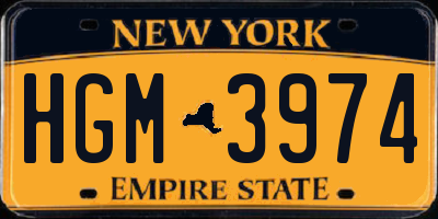 NY license plate HGM3974