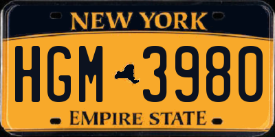 NY license plate HGM3980