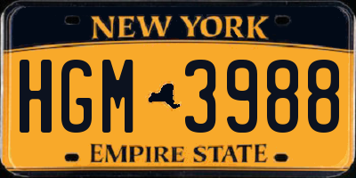 NY license plate HGM3988
