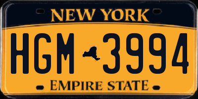 NY license plate HGM3994