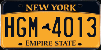 NY license plate HGM4013