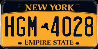 NY license plate HGM4028