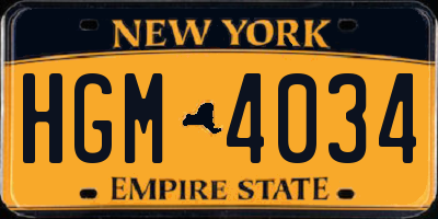 NY license plate HGM4034