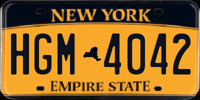 NY license plate HGM4042