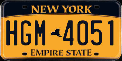 NY license plate HGM4051