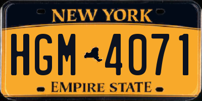 NY license plate HGM4071