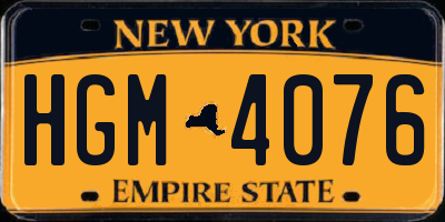 NY license plate HGM4076